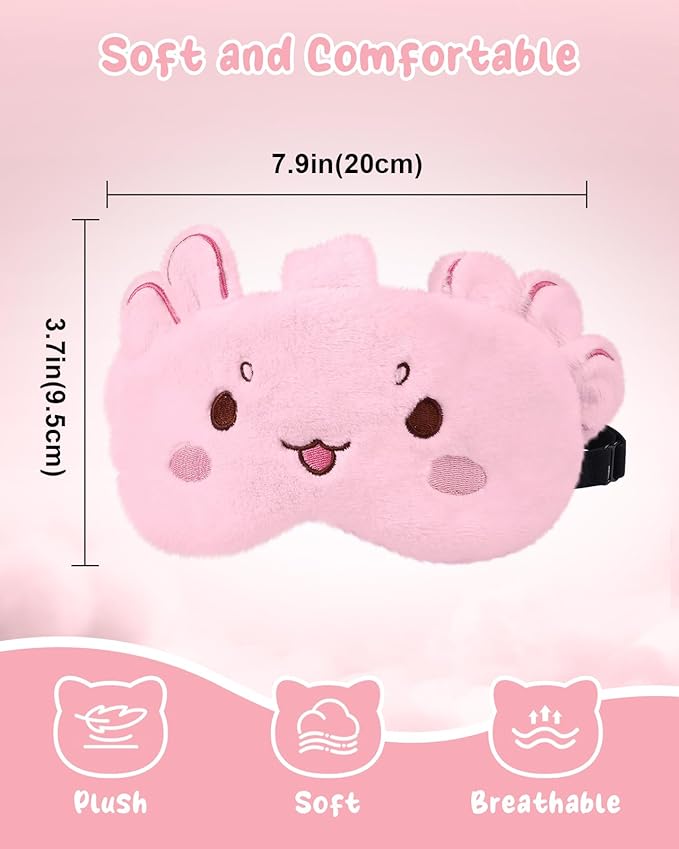 Sleep Mask for Kids - Cute Cartoon Plush Fuffy Sleeping Eye Cover Dinosaur Kawaii Soft Eyeshade with Adjustable Strap Animal Eye Blindfold for Kids Girls Boys Teens - Bloomnest