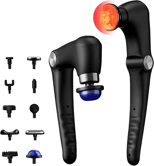 Massage Gun with 10 Replacement Heads, Massage Gun with Heat, Back Massager for Pain Relief Deep Tissue, Massager for Shoulder & Back Muscle Recovery, - Bloomnest