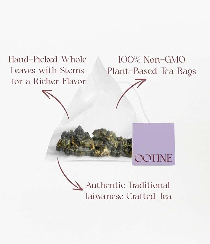 OOTINE, Mellow Amber Taiwan Oolong (12 Pyramid Sachets) | Honey and Dried Fruit Notes, Close to Black Tea & Japanese Wakoucha | Hand-Picked Quality Whole Leaves in Plant-Based Sachets | Caffeine Alternative for Gentle Focus, Supports Gut Health | Multi... - Bloomnest