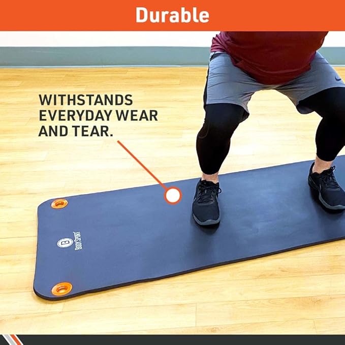 Body Sport 1/2 Inch Non-Slip Exercise Mat with Carry Strap for Men & Women - Thick Foam Surface for Yoga, Pilates, Fitness, and Aerobics - Home & Gym Workouts - Bloomnest