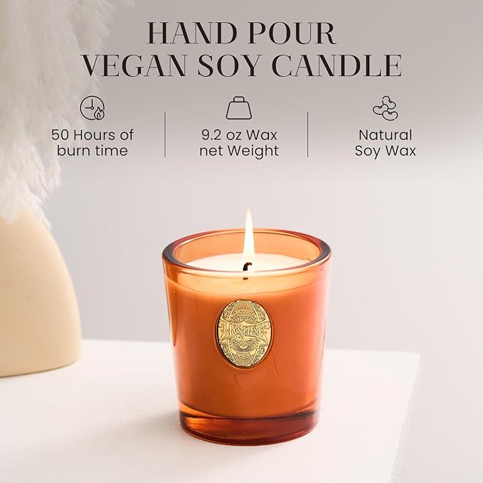 M&SENSE Natural Soy Candle | Noir Air& Neon Orange | 9.2 oz, 50H Burn Time | Luxury Scented Candle for Relaxation, Gifting, Home Décor | Ideal for Bedroom, Office, Party Ambiance - Bloomnest