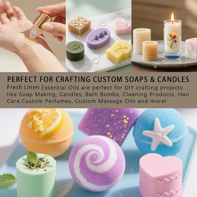 Fresh Linen Essential Oil, Fresh Linen Oil 4 Fl Oz 120ML for Diffuser Humidifier Yoga Cleaning DIY Candle Soap Making Perfume Gift for Women Fragrance Oils - Bloomnest
