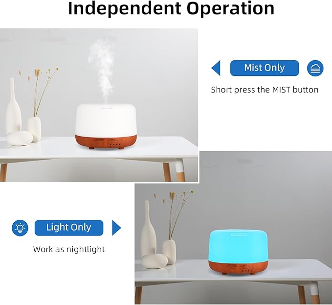 300ML Essential Oil Diffuser,Small Room Aromatherapy Diffuser, Quiet 8H Operation, 7-Color LED Light, 4 Timer, Remote Control, Auto-Off, for Bedroom, Living Room, Kitchen, Yoga, Gifts - Bloomnest