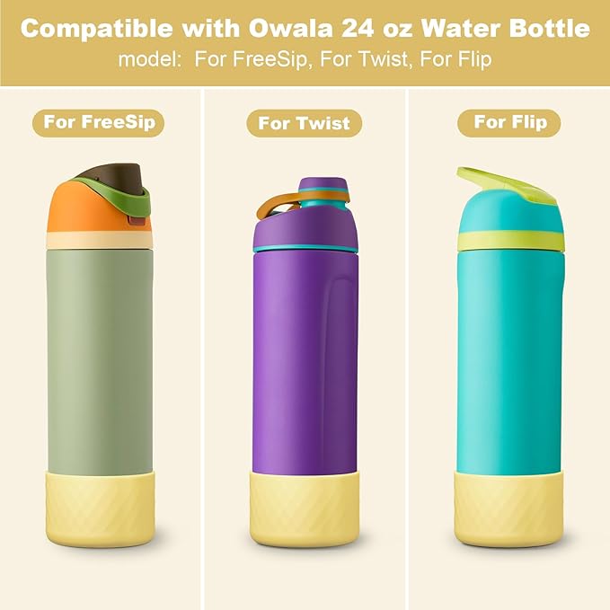 Silicone Boot for Owala Water Bottle 24 oz 32 oz 40 oz, Anti-Slip Protective Sleeve for FreeSip/Twist/Flip Stainless Steel Water Bottles Accessories BEONSKY