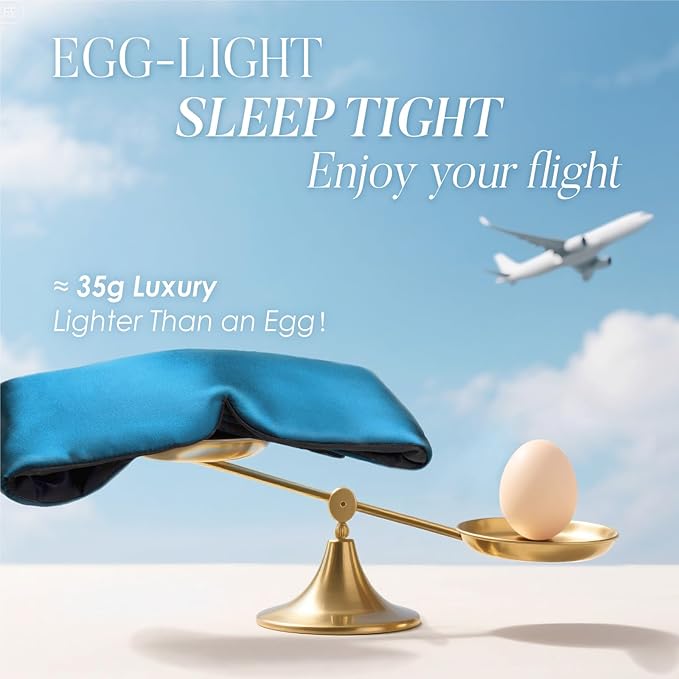 LULUSILK Reversible Mulberry Silk Sleep Mask for Women and Men, Adjustable Real Silk Eye Mask for Sleeping, Peacock Blue and Black, Pack of 1 - Bloomnest