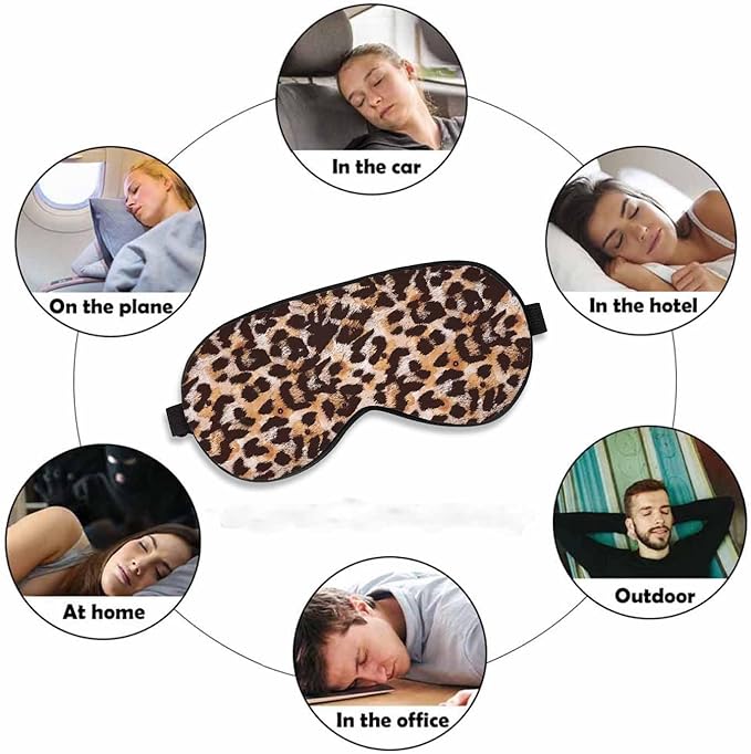 Coloring Leopard Sleep Eye Mask Small Large Black Spots Men Women Sleep Mask with Adjustable Strap Eye Cover Eye Shade for Travel, Nap,Meditation - Bloomnest