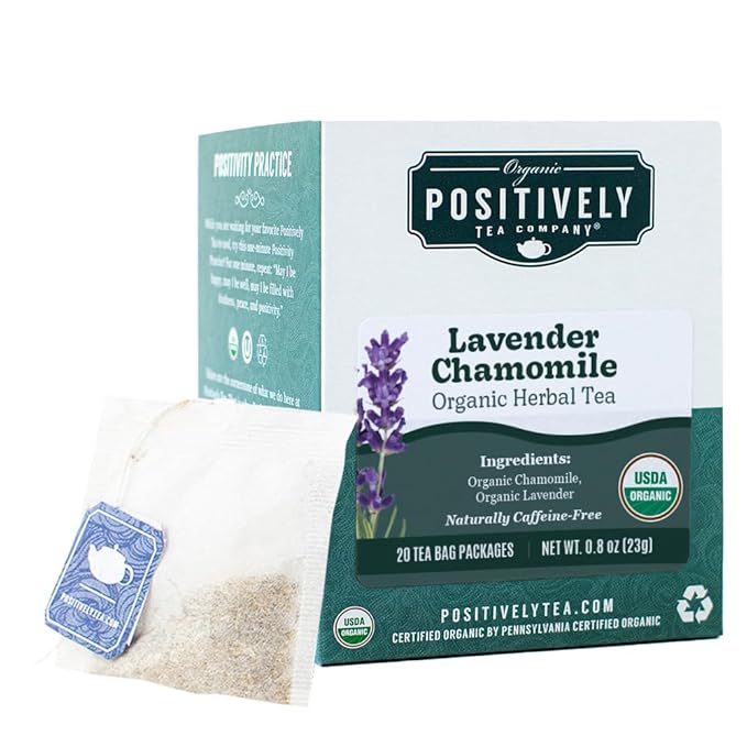 Organic Positively Tea Company, Lavender Chamomile, Herbal Tea Bags, 20 Count - Bloomnest