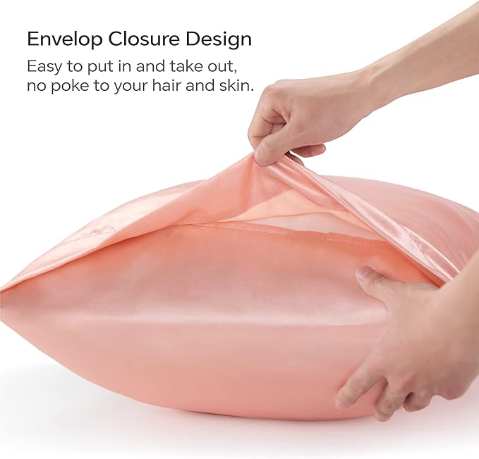 BEDELITE Satin Pillowcase for Hair and Skin, Super Soft and Cooling Similar to Silk Pillow Cases 2 Pack with Envelope Closure, Gift for Women Men(13"x18" Toddler Size, Coral) - Bloomnest