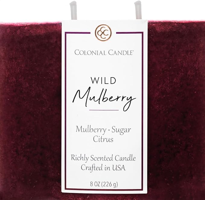 Colonial Candle Wild Mulberry Scented Candle Jar, Highly Fragranced Candles for Home Scented, Mottled Wax Candle, 2 Wick, 8 oz - Made in The USA - Bloomnest