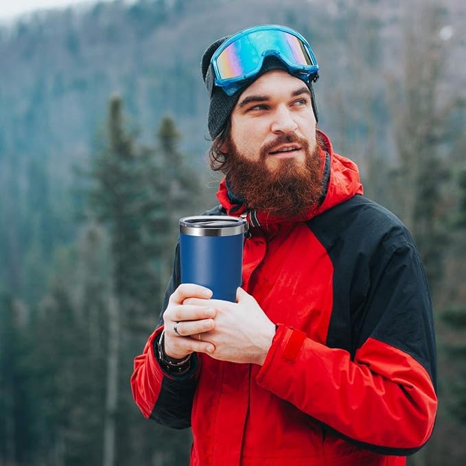 HASLE OUTFITTERS 30oz Stainless Steel Tumbler, Double Wall Vacuum Insulated Travel Mug Tumbler, Durable Insulated Coffee Mug, Gift Box Set (Midnight Blue, 8)