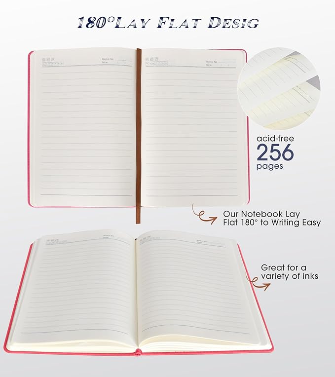 Lined Journal Notebook for Women Men,256 Pages A5 Hardcover Leather Journals for Writing,Travel,Business,Work & School,College Ruled Notebooks for Note Taking,Diary Notepad 5.7"×8.3"(pink) - Bloomnest