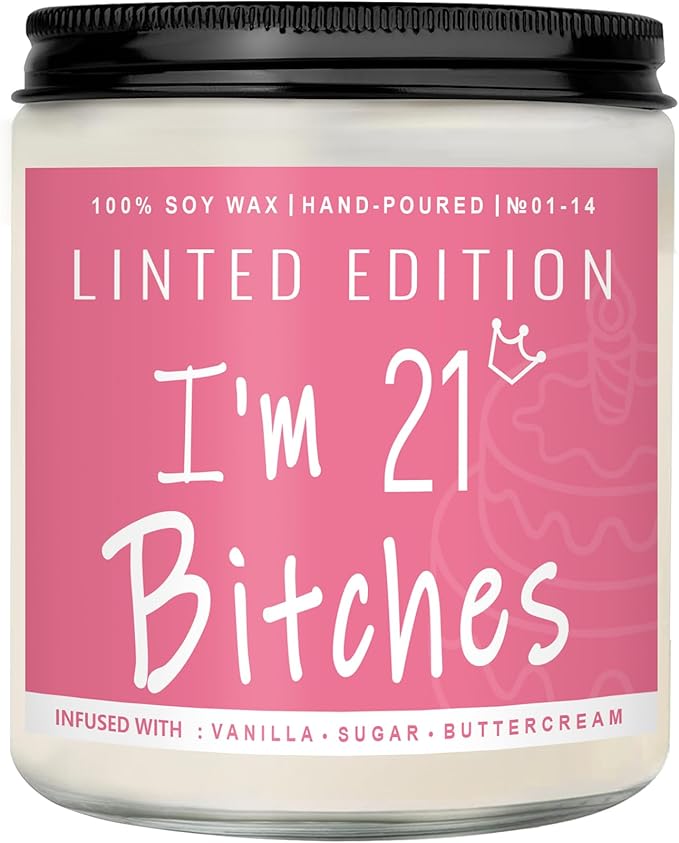 21th Birthday Gifts for Women, Perfect Birthday Present, Funny Presents for Mom, Friends, Wife, Sister, 7oz Vanilla Cream-Scented Candle - Bloomnest