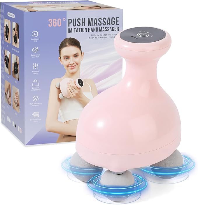 DEITY 4 Heads Handheld Massage Gun Deep Tissue, Electric Body Massager, Percussion Muscle Massager for Easing Shoulder and Back Tension, with Reverse Thrust Function, Pink - Bloomnest
