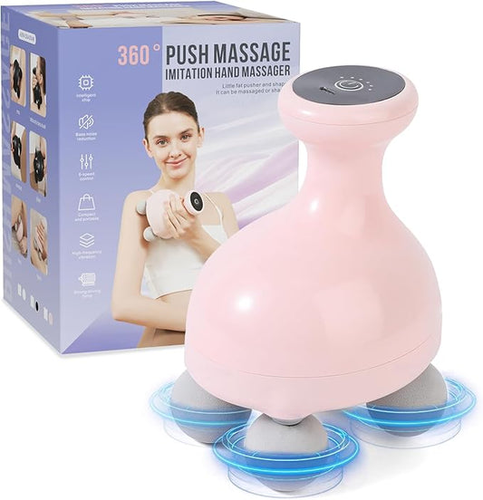 DEITY 4 Heads Handheld Massage Gun Deep Tissue, Electric Body Massager, Percussion Muscle Massager for Easing Shoulder and Back Tension, with Reverse Thrust Function, Pink - Bloomnest