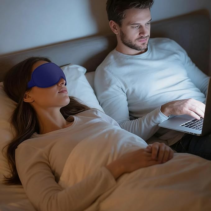 Sleep Mask for Men Women - 100% Blackout Eye Masks for Sleep - 3D Soft Sleeping Mask for Side Sleepers - Zero Pressure Lash Extensions Eye Cover Shade for Airplane Travel Essentials, Blue - Bloomnest