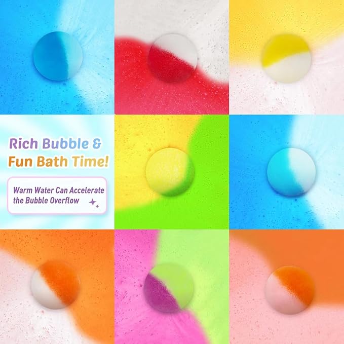 Bath Bombs for Kids with Toy Inside, 36 Pcs Bath Bombs with Glow in The Dark Dinosuar, Animal and Ocean Surprise Inside, Handmade Organic Bubble Bath Ball Gift Set for Birthday, Easter, Christmas - Bloomnest