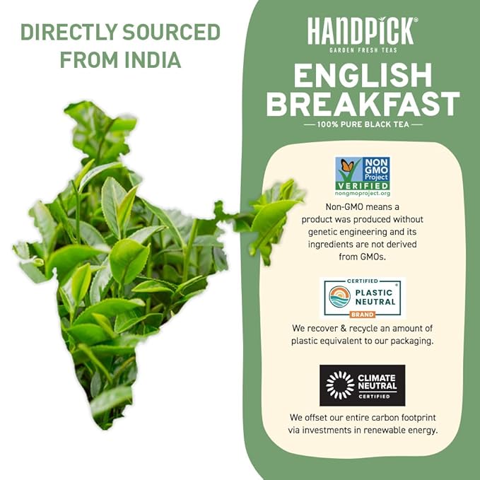 HANDPICK, English Breakfast Tea Loose Leaf (340g/12oz) Strong, Robust, High Caffeine Black Tea Loose Leaf | Non-GMO | Resealable, Ziplock Pouch | Brew Hot, Iced or Kombucha tea | Assam Black Tea - Bloomnest