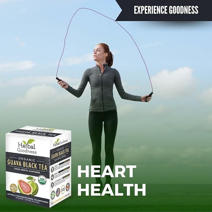 Guava Leaf Black Tea - Guava Leaves Herbal Tea Bags For Health, Immune Boost & Sleep |Hojas De Guayaba| Oral Health, Skin Health And Immune Support -24 Bags - Herbal Goodness. - Bloomnest