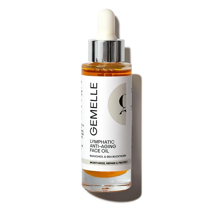 GEMELLE Lymphatic Anti-Aging Face Oil | 10x Award Winner | Vitamin C,E,A | Moisturize, Repair & Protect | Premium Natural Botanical Oil | Use with Face Massage, Lymphatic Drainage Massager - 30ml - Bloomnest