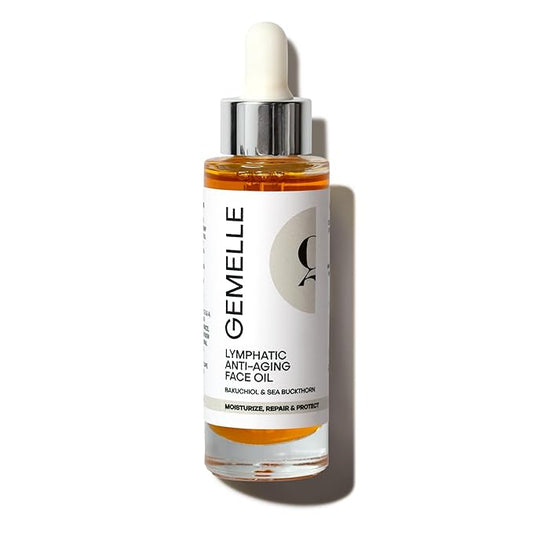 GEMELLE Lymphatic Anti-Aging Face Oil | 10x Award Winner | Vitamin C,E,A | Moisturize, Repair & Protect | Premium Natural Botanical Oil | Use with Face Massage, Lymphatic Drainage Massager - 30ml - Bloomnest