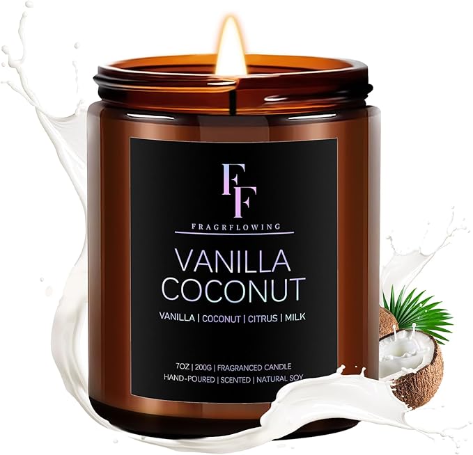 Vanilla Coconut Candle, Scented Candle for Home Soy Wax Candle, Aromatherapy Candle Gift for Women Men, 7oz - Bloomnest