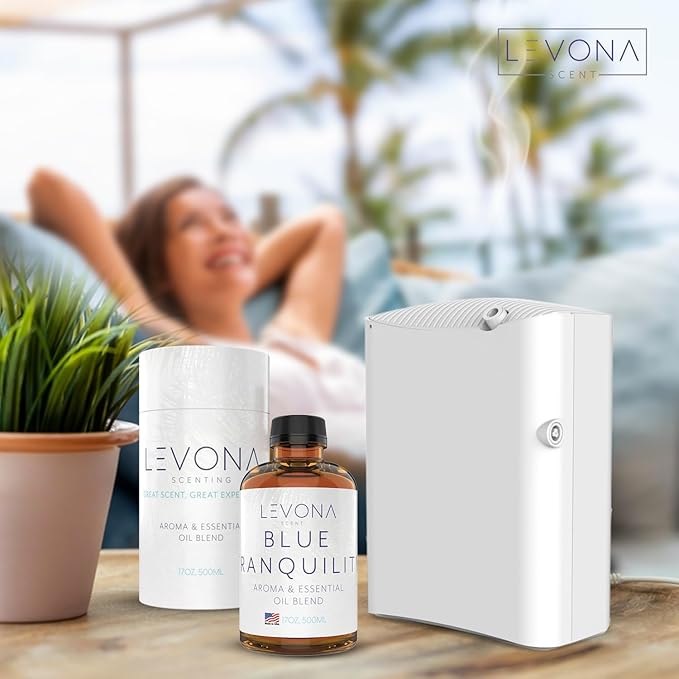 Levona Scent Pure Essential Oils: Blue Tranquility Aromatherapy Oils - Home Luxury Scents for Diffusers For Home, Hotel & Office - Scented Fragrance Oil Blends - Essential oil for Humidifiers - 500 Ml LEVONASCENT