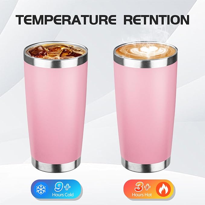 StarSpeed 20oz Tumbler Bulk with Lid, Stainless Steel Insulated Tumblers Double Wall Vacuum Insulated Travel Mug, Powder Coated Coffee Cups for Hot and Cold Drinks(Lght Pink,1) - Bloomnest
