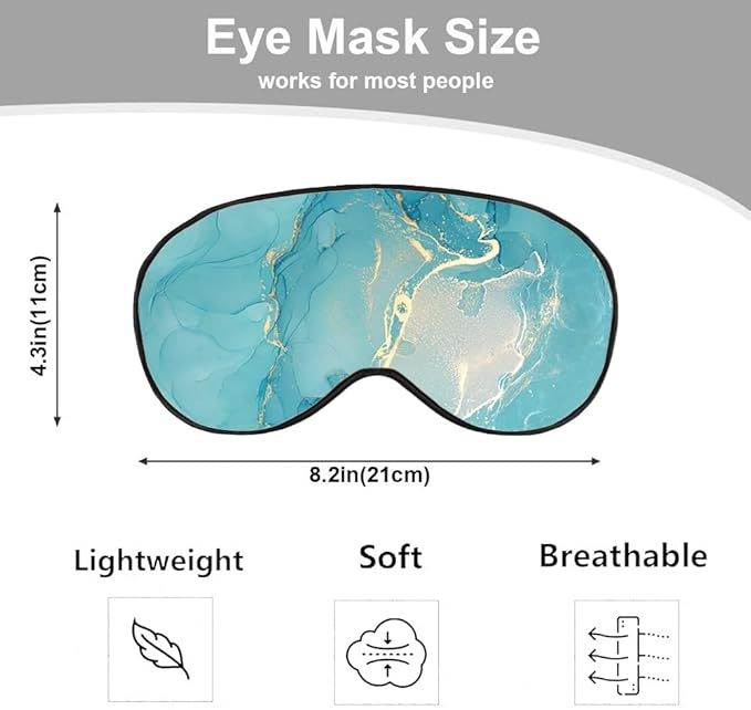 Marble Silk Eye Mask Sleep Mask Alcohol Ink Abstract Blue Golden Glitter Eye Mask with Adjustable Strap Lightweight for Women Work Travel Night Sleep - Bloomnest
