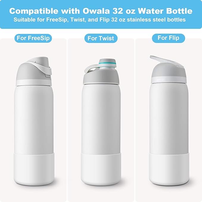 2PCS Silicone Water Bottle Boot for Owala 24oz 32oz 40oz, Anti-Slip Protective Sleeve Bottom Bumper Protector for FreeSip, Twist, and Flip Stainless Steel Water Bottles Alwenid
