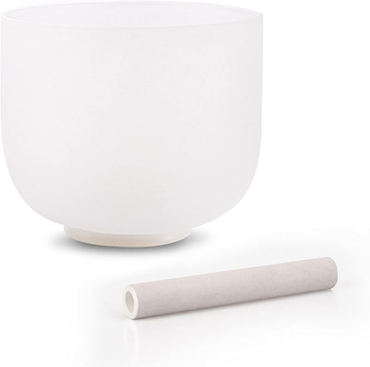 ALIOTH 7" E Note Crystal Singing Bowl Solar Plexus Chakra Sound Therapy with Suede Mallet - Bloomnest