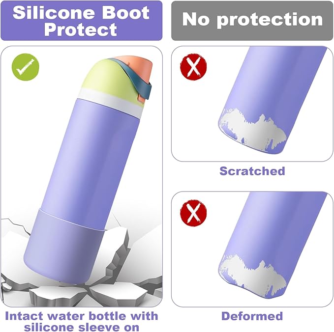 2PCS Silicone Water Bottle Boot for Owala 24oz 32oz 40oz, Anti-Slip Protective Sleeve Bottom Bumper Protector for FreeSip, Twist, and Flip Stainless Steel Water Bottles Alwenid