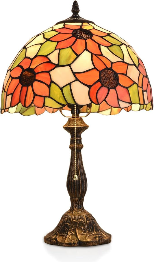 Tiffany Table Lamp, 12-inch Yellow Sunflower Style, Stained Glass Lamp for Living Room, Dining Room, Bedroom, Study Room, Office - Bloomnest