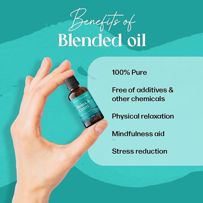 White Naturals Relax & Calm Essential Oil Blend – Soothing Aromatherapy Blend for Tranquility, 100% Pure & Natural, Perfect for Diffuser & Self-Care, 1oz - Bloomnest