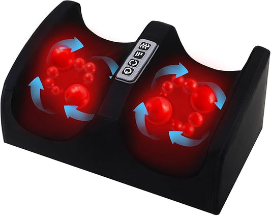 Foot Massager with Heat, Electric Foot and Calf Massager with Roller, Deep Tissue Massage for Plantar Fasciitis, Neuropathy & Pain Relief, Gifts for Women & Men(Black) - Bloomnest