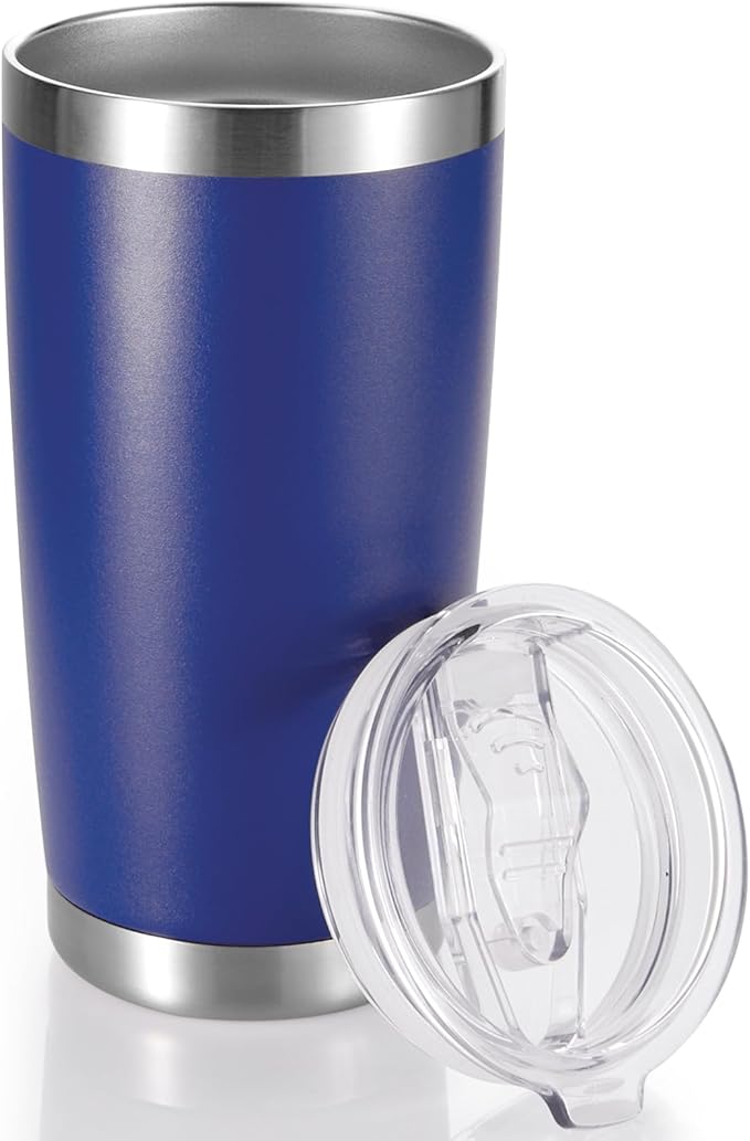 20 oz Tumbler Stainless Steel Tumblers with Lid Double Wall Vacuum Insulated Coffee Mug 20oz Powder Coated Cup for Hot and Cold Drinks, Blue, 1 pack - Bloomnest