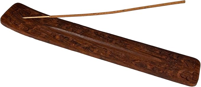 S.B ARTS Wooden Incense Holder with Floral Design - Ash Catcher, Zen Incense Burner Tray - Home Decor Gift Accessories - Yoga Meditation Stand (10 Inches Long) - Bloomnest