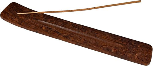 S.B ARTS Wooden Incense Holder with Floral Design - Ash Catcher, Zen Incense Burner Tray - Home Decor Gift Accessories - Yoga Meditation Stand (10 Inches Long) - Bloomnest