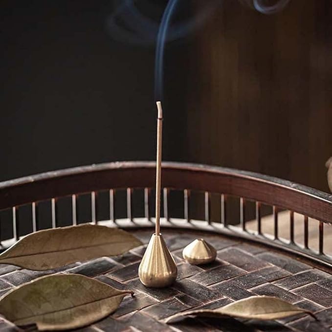 3Pcs Mini Brass Incense Holder, Incense Cone Holder, Portable Coil Incense Holder, Incense Stick Holder for Home Office Teahouse, Water Drop Shape - Bloomnest