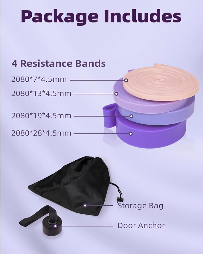 Pull Up Bands, Fitense Resistance Bands Set with Door Anchor, Stretching Assist Band, Portable Exercise, Muscle Training, Physical Therapy, Exercise Workout Bands for Working Out for Women - Bloomnest