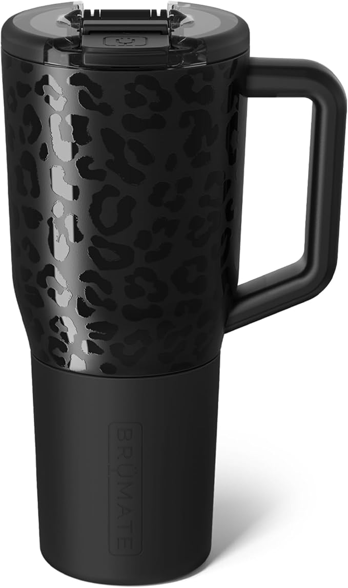 BrüMate Müv - 35oz 100% Leak Proof Insulated Coffee Mug with Handle & Lid - Stainless Steel Coffee Travel Mug - Double Walled Coffee Cup (Onyx Leopard) - Bloomnest