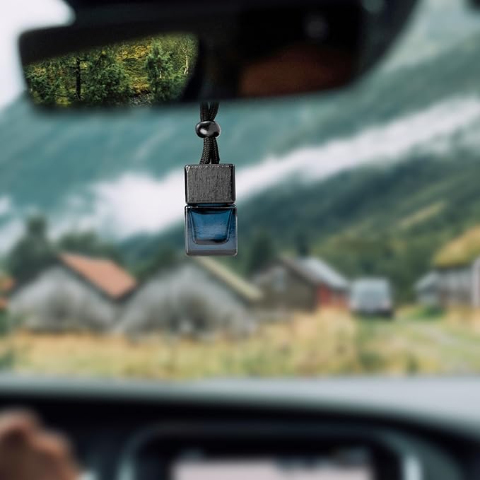 4 Pack Empty Hanging Car Air Freshener Bottles, Refillable Essential Oil Diffuser for Car & Office, Aromatherapy Decor Cube - Bloomnest