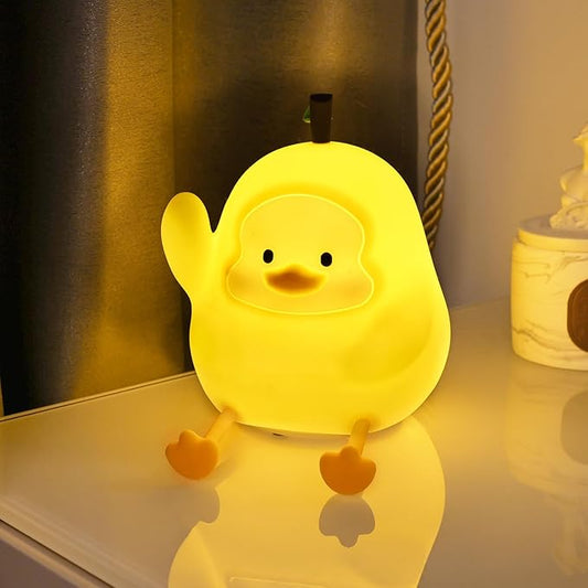 Night Light for Kids, Rechargeable Dimmable Silicone LED Nightlight with 7 Colors, Baby Nursery Night Lamp, Touch Squishy Lamp, Cute Gifts for Girls, Boys, Toddler Room Decor, Yellow Duck - Bloomnest