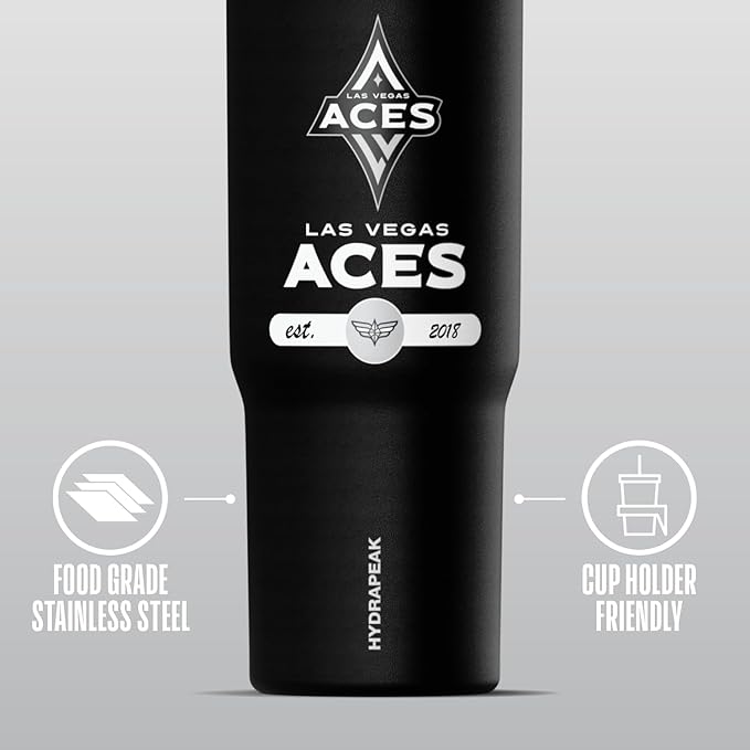 Hydrapeak x WNBA Officially Licensed Las Vegas Aces 32 oz Nomad Tumbler with Handle and Straw Lid, Leakproof Stainless Steel Water Bottle - Bloomnest