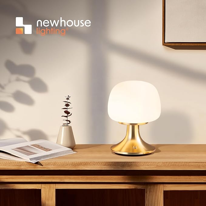 Newhouse Lighting Verona, Brass 2700K Dimmable Cordless USB-C Rechargeable Table Lamp NHTL-VE-BRS, Cordless Desk Lamp for Living Room, Bedroom, Coffee Table, and Other Cozy Home Decor - Bloomnest