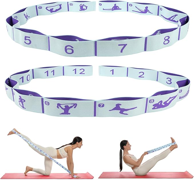 Elastic Yoga Stretching Strap with Loops, CEILIWEN Stretch Straps For Physical Therapy, Pilates Stretch Band, Elastic Exercise Bands, Leg Stretching Strap, Stretch Resistance Bands For Exercise - Bloomnest