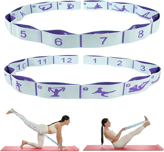 Elastic Yoga Stretching Strap with Loops, CEILIWEN Stretch Straps For Physical Therapy, Pilates Stretch Band, Elastic Exercise Bands, Leg Stretching Strap, Stretch Resistance Bands For Exercise - Bloomnest