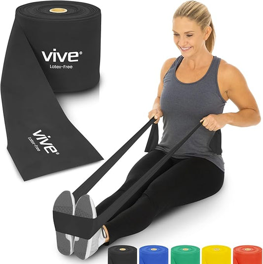 Vive Professional Resistance Bands - 25 Yard Non-Latex Roll for Physical Therapy, Lower and Upper Body Exercise Workout - Straight Elastic for Strength Training, Rehabilitation, Women, Men - Bloomnest