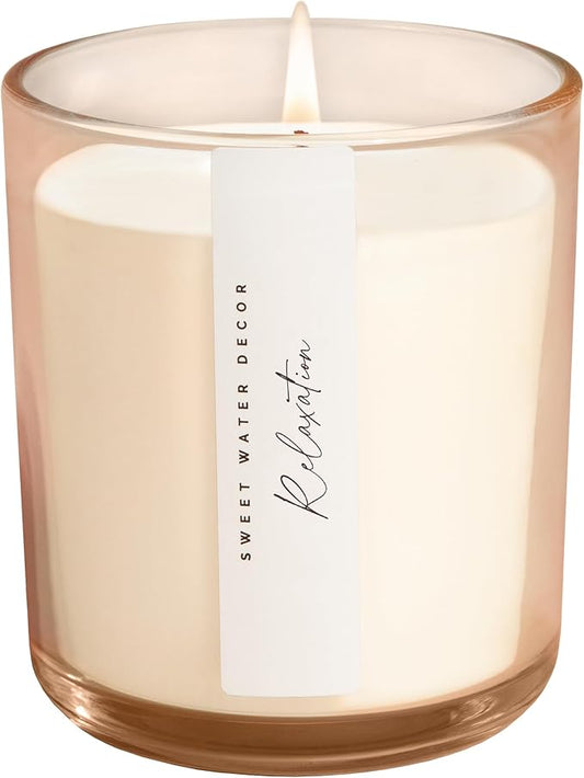 Sweet Water Decor Relaxation Scented Soy Candles – Eucalyptus, Peppermint, Powder, Patchouli, Vanilla – Cozy, Calming Aroma – 50 Hour Burn – 12oz Tinted Glass Jar for Home Decor and Bedroom Decor - Bloomnest