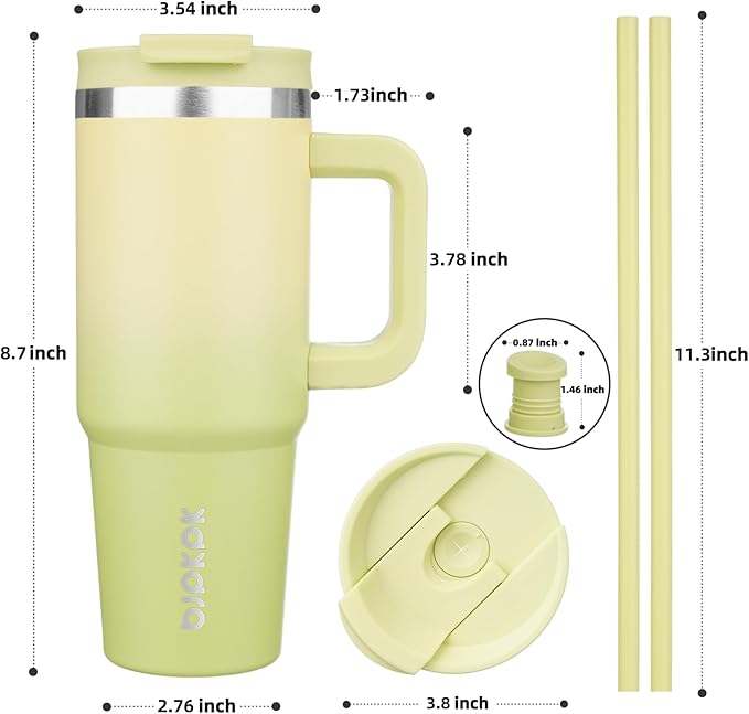 BJPKPK 30 oz Tumbler With Handle Insulated Tumblers With Lid And Straw Stainless Steel Thermal Cup,Lime - Bloomnest