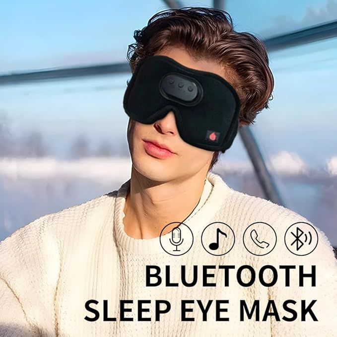 Heated Eye Mask with Bluetooth Headphones SYPVRY Wireless Sleep Eye Mask Headphones for Sleeping with Temperature & Timer Control, Warm Eye Compress USB Heated Mask for Dry Eyes Style, Black - Bloomnest